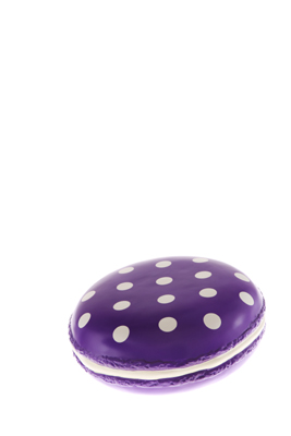 Macaron rsine violet fluo et pois blanc