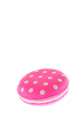 Macaron rsine rose fluo et pois blanc